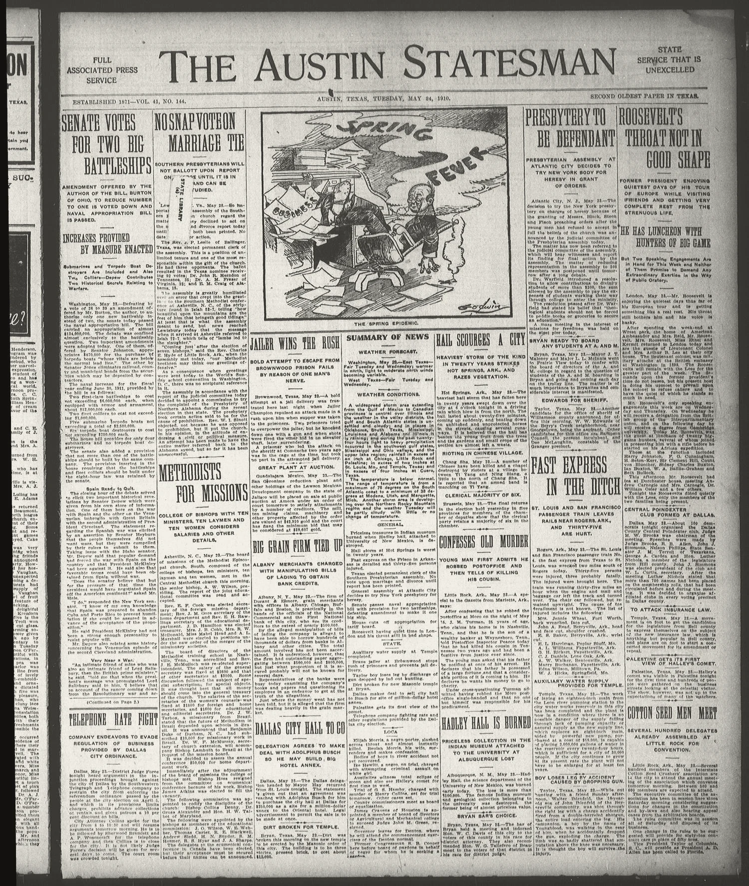 The Austin Statesman (Austin, Tex.), Vol. 41, No. 144, Ed. 1 Tuesday, May 24, 1910